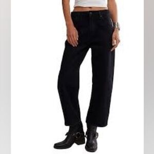 We The Free Wide leg Boyfriend High Rise Black Denim Jeans Size 29